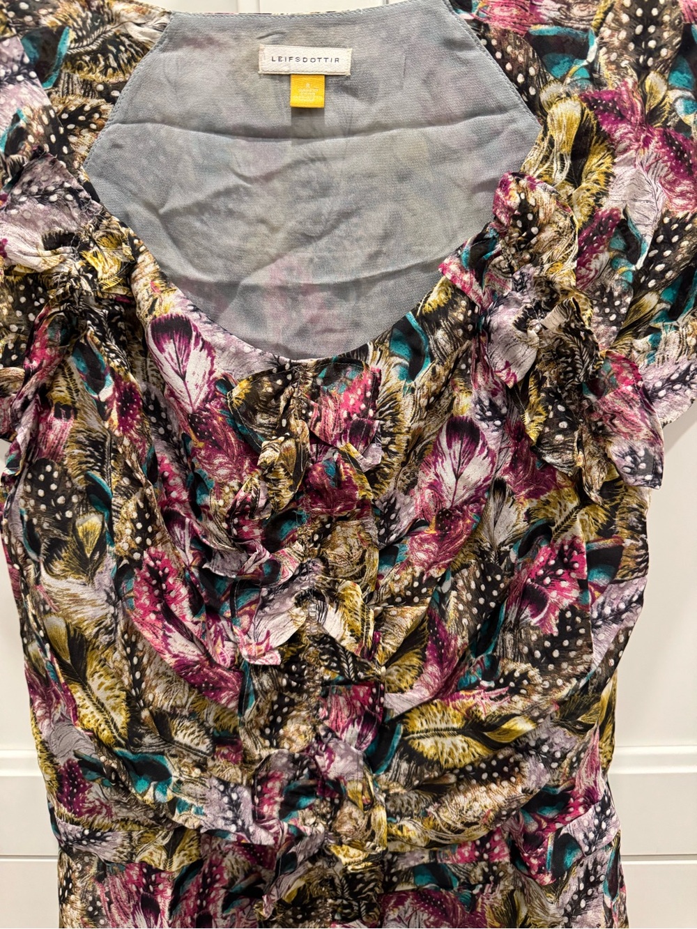Leifsdottir Multicolor Feather-Print Ruffle Dress - Picture 3 of 4